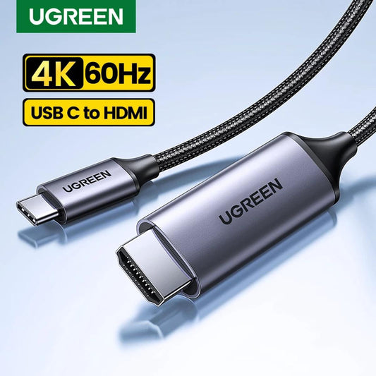 GREEN USB Type-C to HDMI Cable 4K 60Hz | 6FT (2 Meter) Thunderbolt 3 Support | Nylon Braided Type C to HDMI Adapter for Laptop, MakBook, Mobile & Monitor – Black