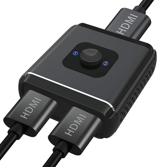 HDMI Switch 4K, Aluminum Bi-Directional HDMI Selector Box 1 IN 2 OUT & 2 In 1 Out, Support 1080P 3D HDCP for Nintendo Switch, PS4, PS4 Pro, PS3, XBOX, XBOX One, TV Box, Laptop, PC HDTV Projector, Monitor