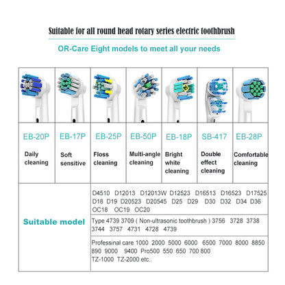 Action Electric Toothbrush Replacement Brush Heads Refill, 4 Count, EB20-P