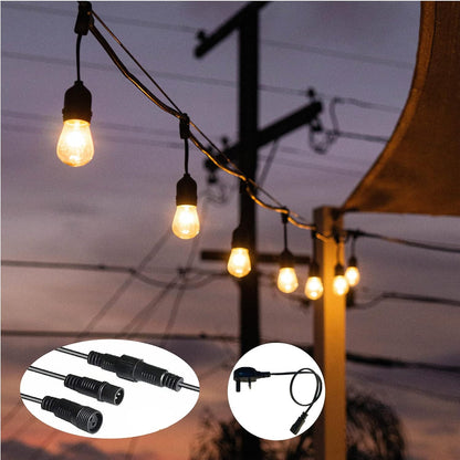 S14 Outdoor String Lights – mains powered, 128 FT, 38 plastic LED bulbs, IP65 waterproof, heavy-duty festoon lights for backyard/patio/café/balcony/party/wedding