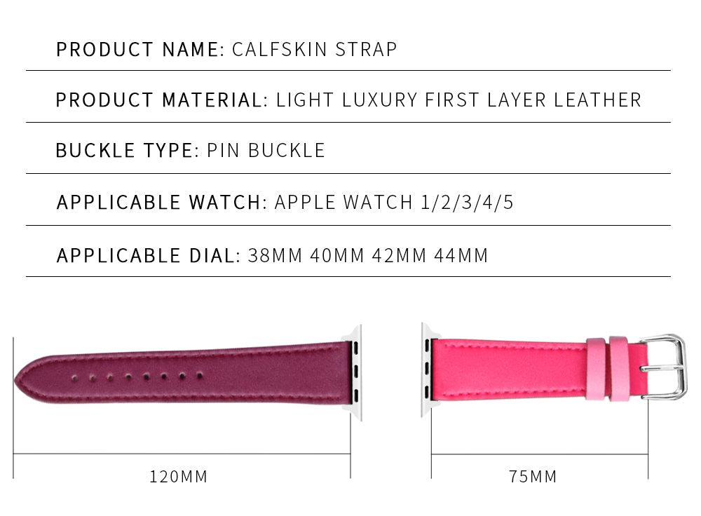 42mm 44mm Brown Leather Band Loop Strap with Tuck Clasp For Apple i Watch