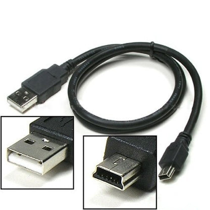 USB 2.0 Cable – A-Male to Mini-B (V3) High-Speed Data & Charging Cable for Cameras, MP3 Players, Dash Cams, GPS Devices, External Hard Disks – Durable & Reliable – Black