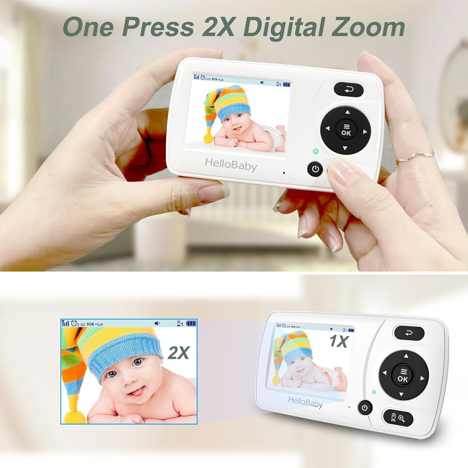 HelloBaby HB30 Video Baby Monitor  Digital Camera & Audio | No WiFi • No App | Safe & Secure | 2.4” Portable Screen