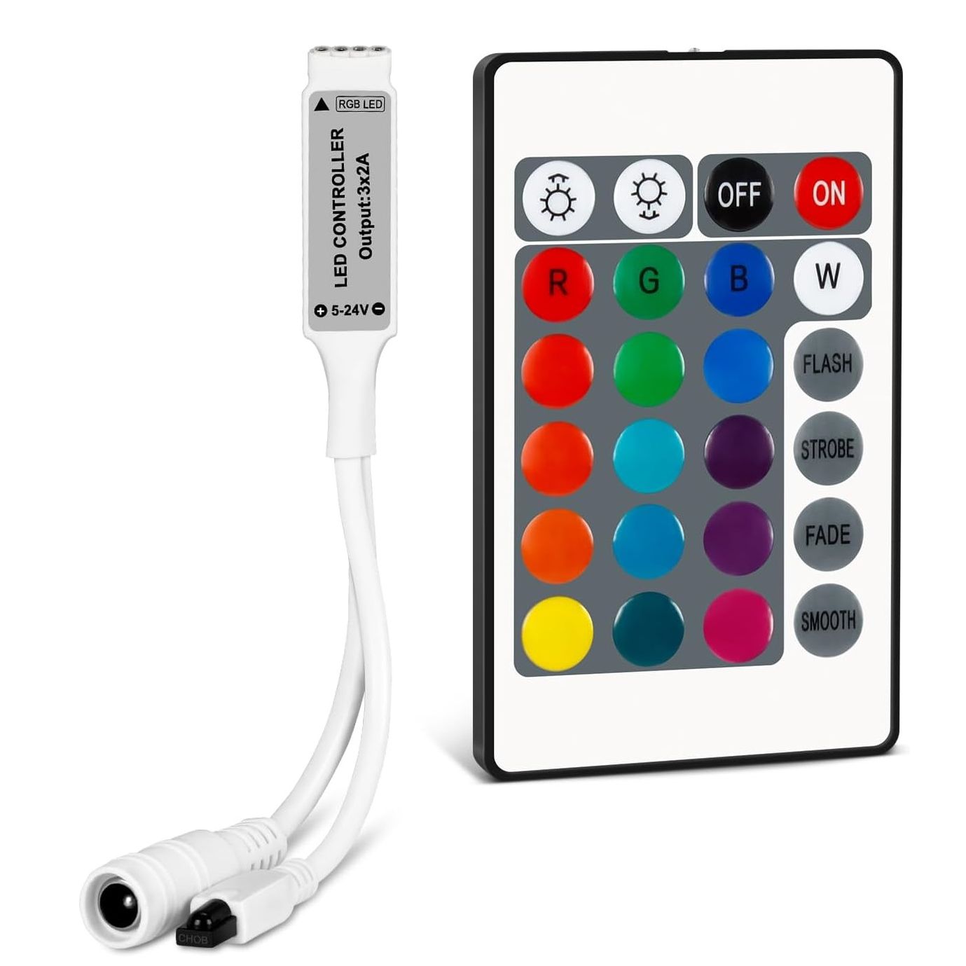 Mini 4-Pin RGB LED Controller 3×4A Output with 24-Key IR Remote | DC 5V–24V for 3528, 5050, 5630 RGB LED Strips