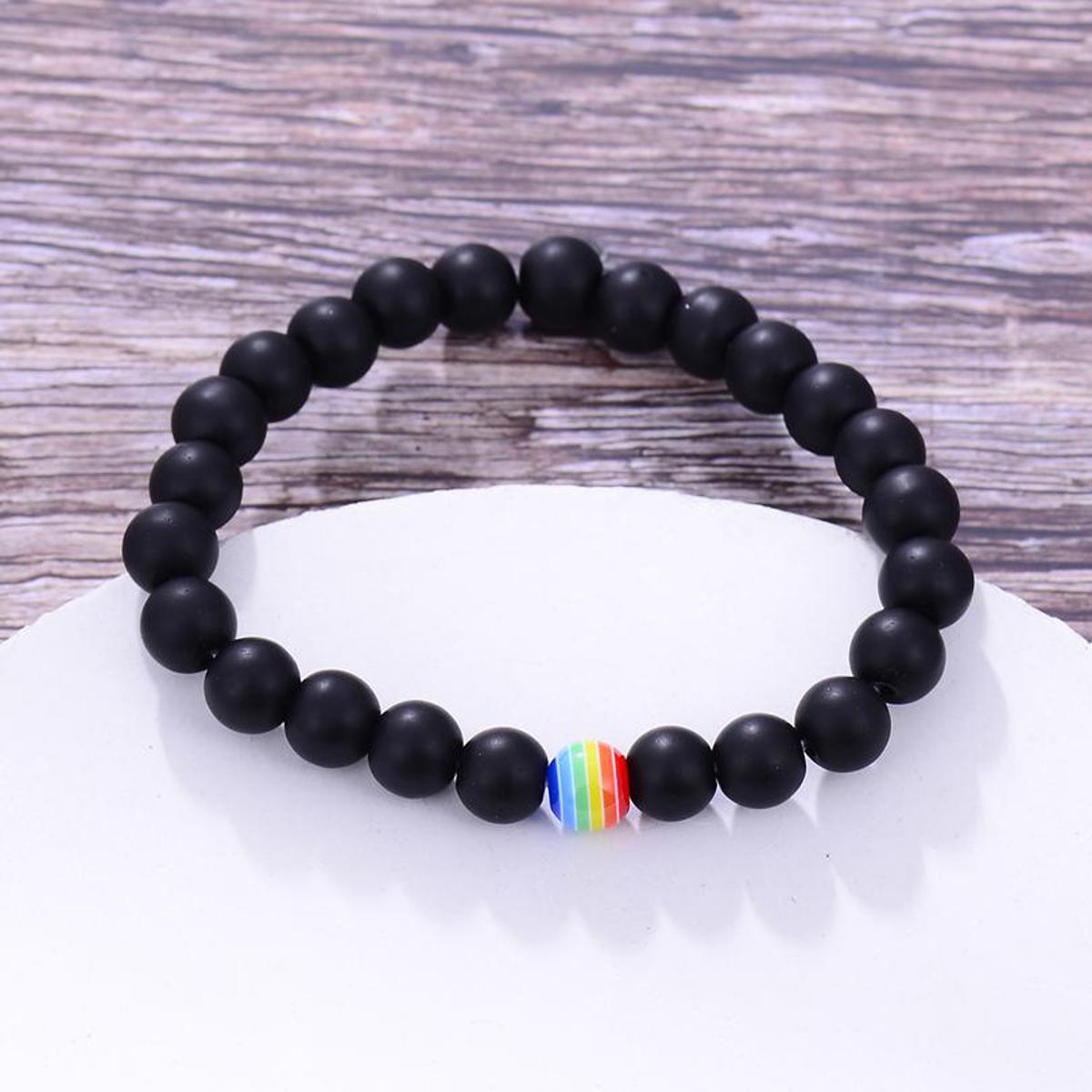 Rainbow Bracelet 7 Colors Fashion 8MM Matte Natural Stone Bead Bracelets & Bangles  for Natural Anti Anxiety Men & Women Jewelry
