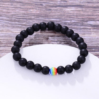 Rainbow Bracelet 7 Colors Fashion 8MM Matte Natural Stone Bead Bracelets & Bangles  for Natural Anti Anxiety Men & Women Jewelry