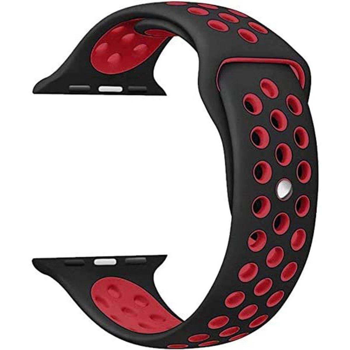Black Rose Red Breathable with holes sport silicone watch Band for I watch 42mm 44mm 45mm Bracelet Strap