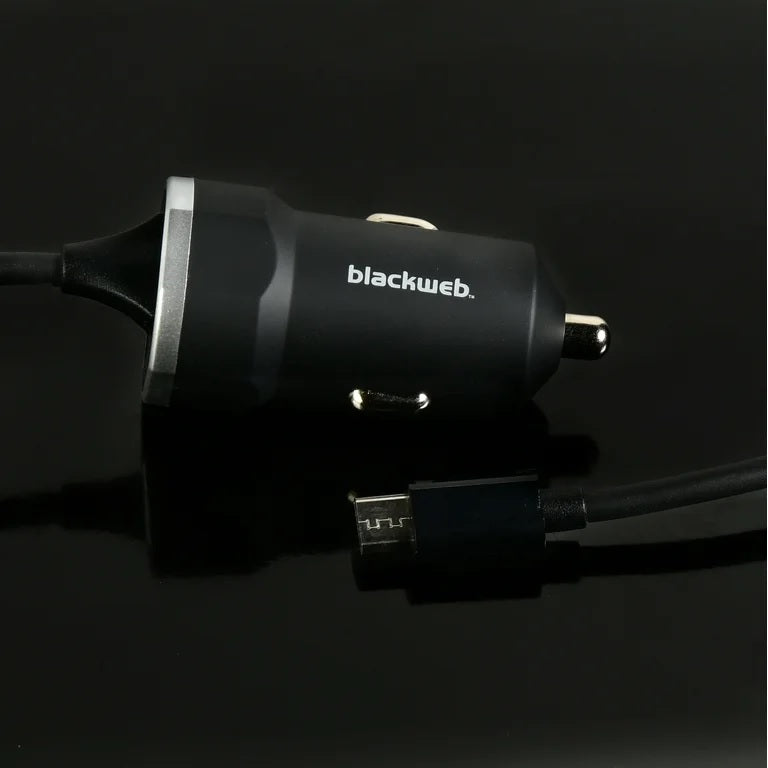 Car Charger With Coiled Micro-Usb Cable, 3.1 Amp input DC 12v 24v out put DC 5v 3.1Amp Coil Cable 30CM Micro USB FIX Cable  1 USB Extra Port