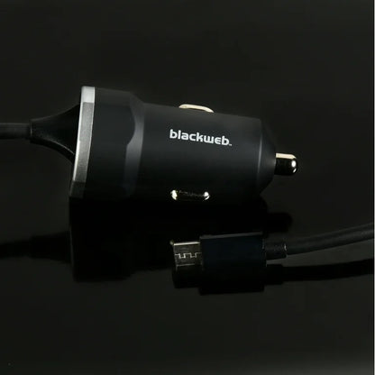 Car Charger With Coiled Micro-Usb Cable, 3.1 Amp input DC 12v 24v out put DC 5v 3.1Amp Coil Cable 30CM Micro USB FIX Cable  1 USB Extra Port