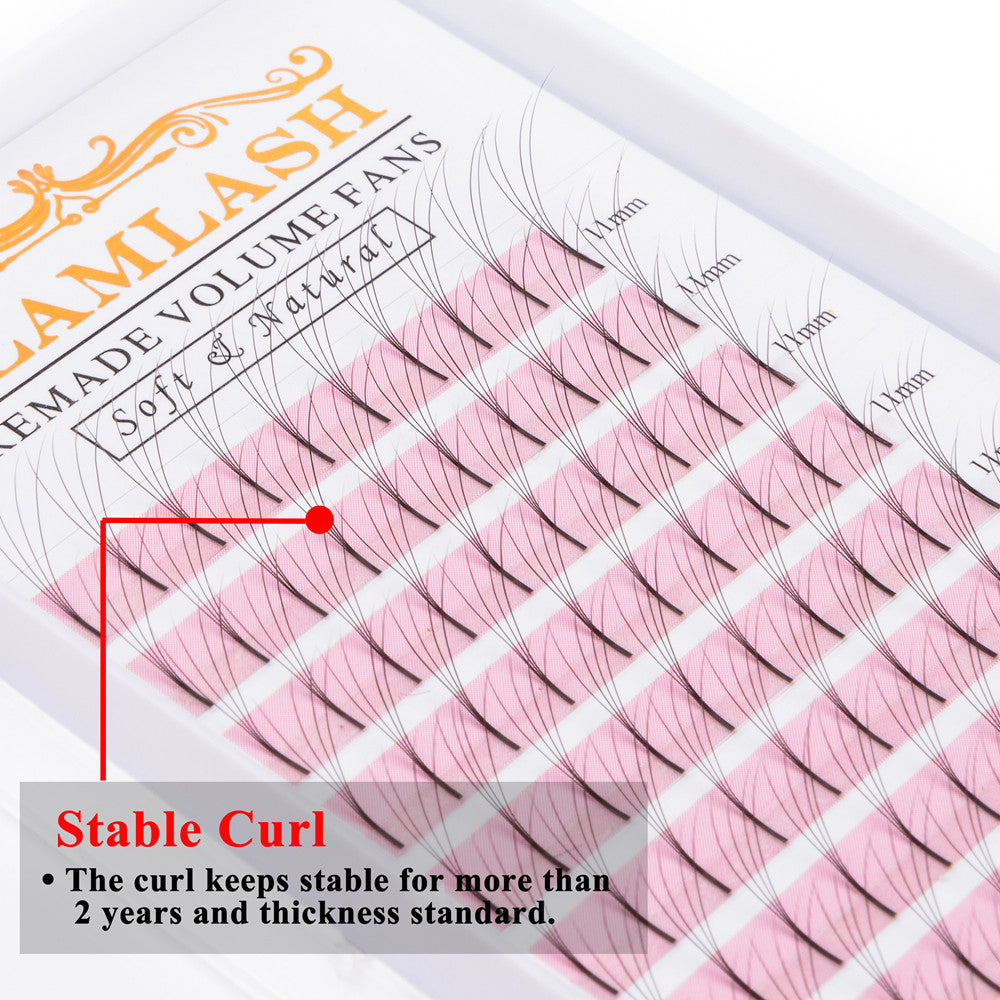 GLAMLASH 5D Curl: D  Thickness: 0.07  Length: 11mm  Color: Black  5D Long Stem Volume Eyelash Extensions Handmade Synthetic Lashes Premade wide Fans Box 12 lines 120 pc Extra Fine Quality