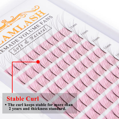GLAMLASH 5D Curl: D  Thickness: 0.07  Length: 11mm  Color: Black  5D Long Stem Volume Eyelash Extensions Handmade Synthetic Lashes Premade wide Fans Box 12 lines 120 pc Extra Fine Quality