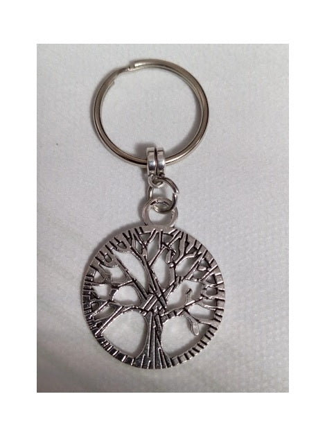 Tree of life keychain All Metal Antique Silver Family Gift Key Ring