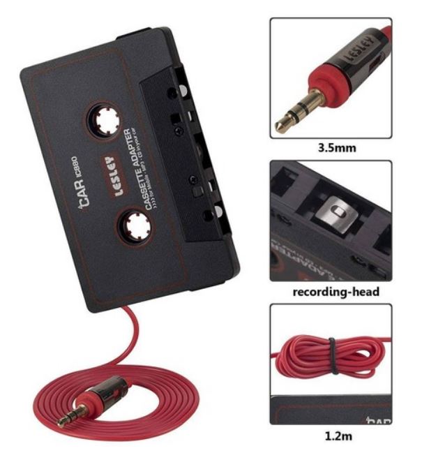 Car Audio Cassette to Aux Adapter, 3.5mm Auxiliary Cable Cassette Receiver, Stereo Audio Tape Converter, Cassette Tape to Auxiliary Adapter, Suitable for Classic Cars And Radios