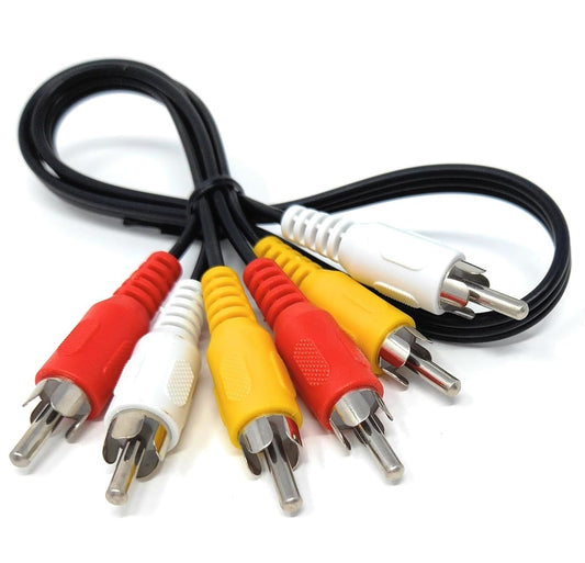 RCA Audio/Video Cable 1.5 And 2.5 Meter– 3 RCA Male to 3 RCA Male Composite Video & Stereo Audio Cord for TV, DVD, CD Player, Gaming Consoles – Black