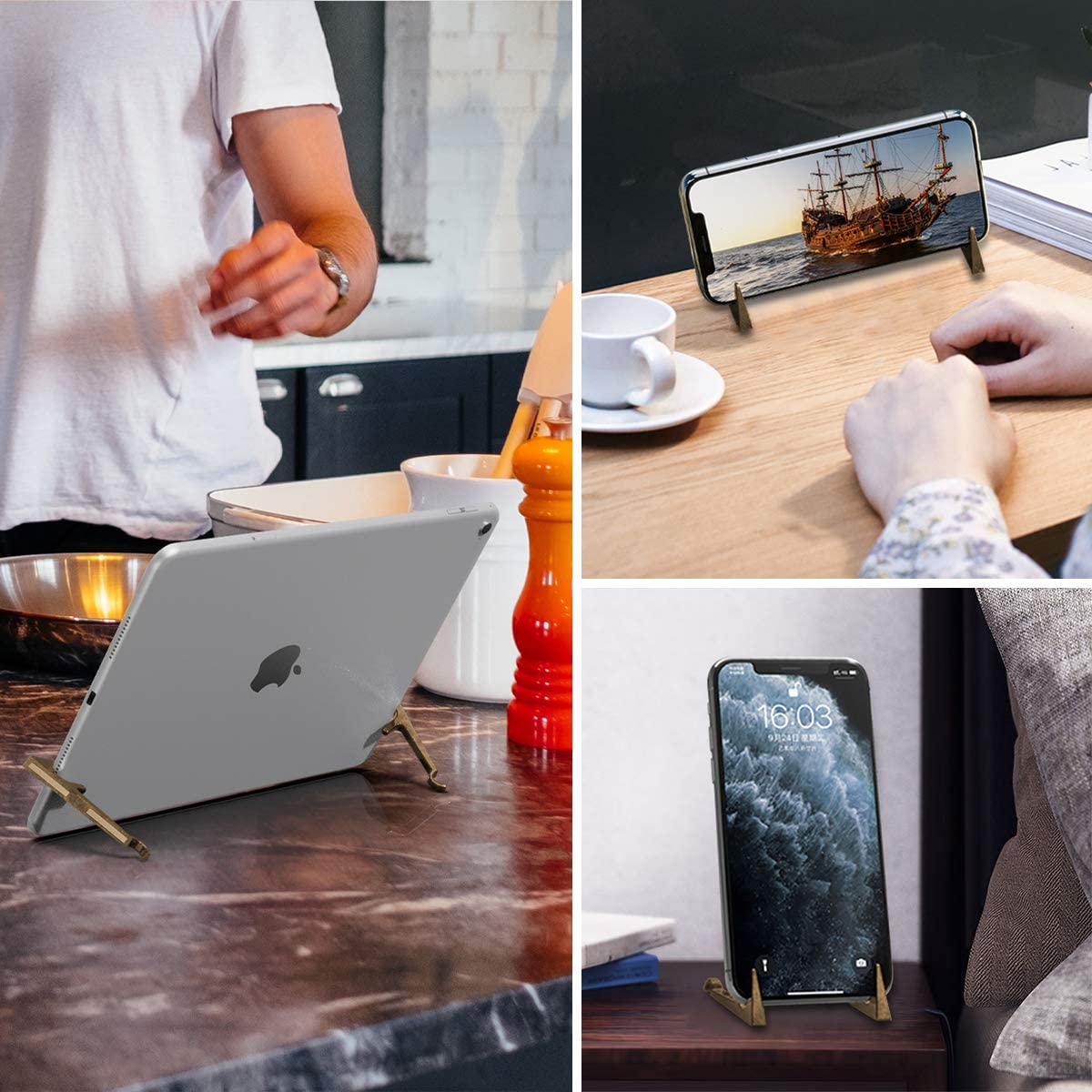 Anchor Support，Universal Table Phone Holder, Aluminum Alloy Material for all mobiles , Desktop Stand, Support Magnet Anchor, Cellphone Holder Mount, 1Pair, Copper