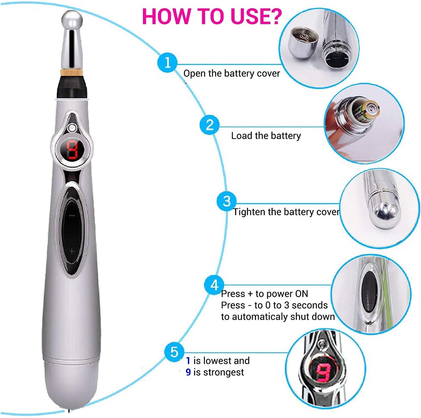Electronic Acupuncture Pen Electric Meridians Laser Therapy Heal Massage Pen Meridian Energy Pen Relief Pain Tools