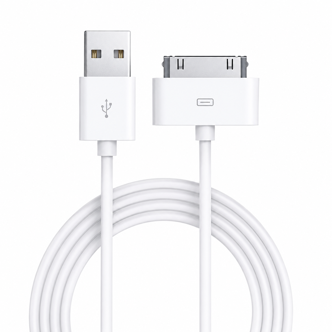 30 pin charging cable Pakistan White USB to Apple device charging cable on a white background