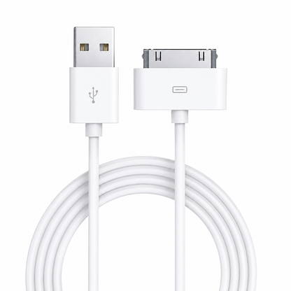 30 pin charging cable Pakistan White USB to Apple device charging cable on a white background