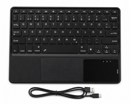 Jelly Comb RGB Backlit Bluetooth Keyboard with Touchpad | Rechargeable Wireless Keyboard | Compatible with Android Tablets, Apple iPad, iOS, Windows, Smart TV & Bluetooth Devices | Black