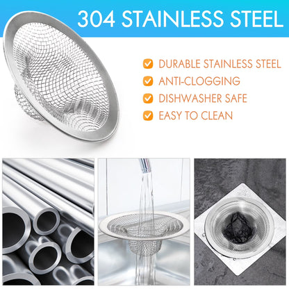 304 stainless steel drain strainer with features listed and usage examples.