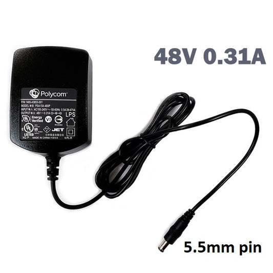 48V 0.31A 5.5mm pin Genuine Polycom AC Adapter  Phone Power Supply