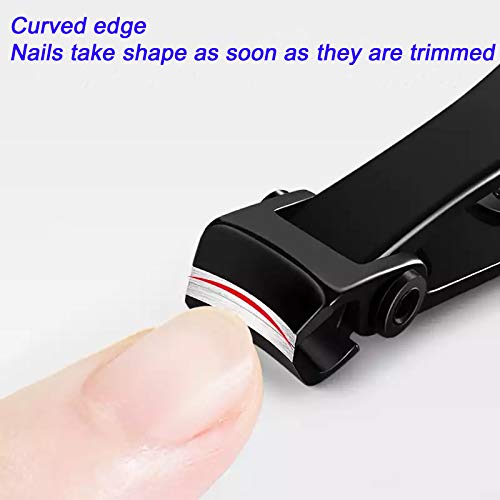 Nail Clippers, 15mm Wide Jaw Opening Nail Cutter with Sharp and Sturdy Blade, Surgical Grade Stainless Steel Fingernail Toenail Clippers for Thick Nails, Black