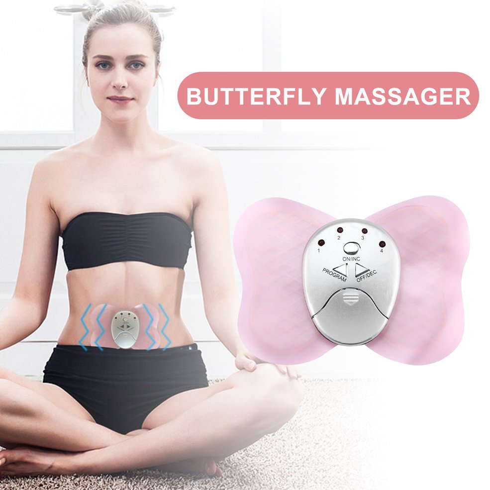 1pcs Small Butterfly Massager Electronic Pulse Massager Massage Sticker - Pink 1 set