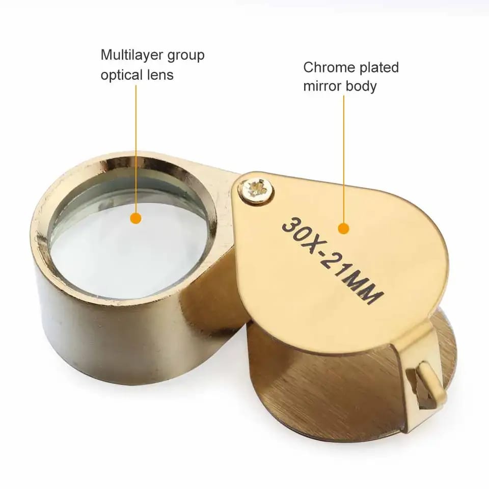 30X Jewelry Magnifying Glass Pocket Magnifier Jewelers Eye Tool Folding Loupe Glass Lens Triplet Glasses Diamond Stamp A1