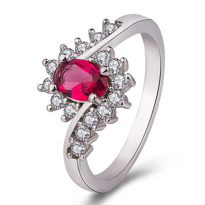European and American popular zircon inlaid royal Stone 925 silver-plated white gold ring simple and generous oval center Long Life Coating Premium Quality Ring Best For Gift and Self Use