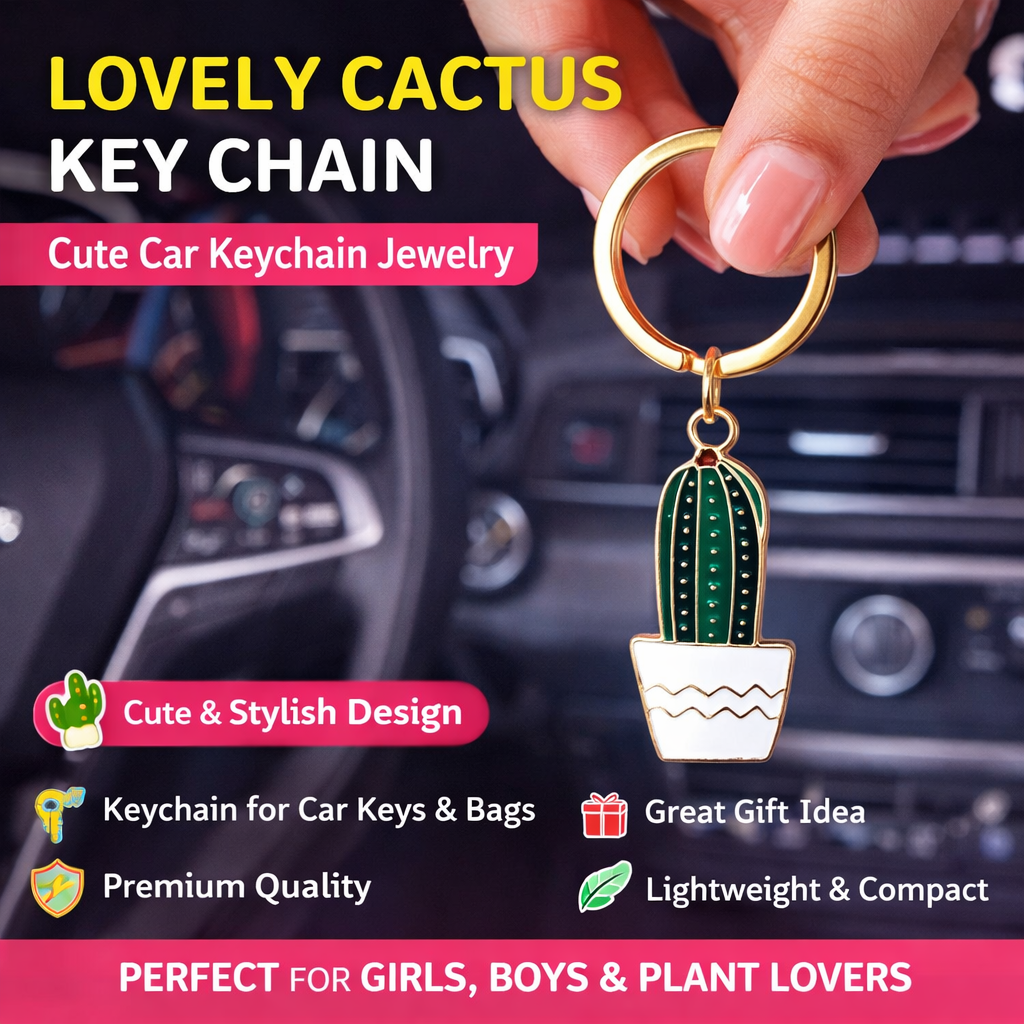 🌵 Lovely Cactus Key Chain – Cute Car Keychain Jewelry | Stylish & Durable
