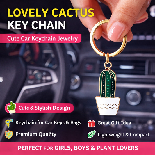 🌵 Lovely Cactus Key Chain – Cute Car Keychain Jewelry | Stylish & Durable