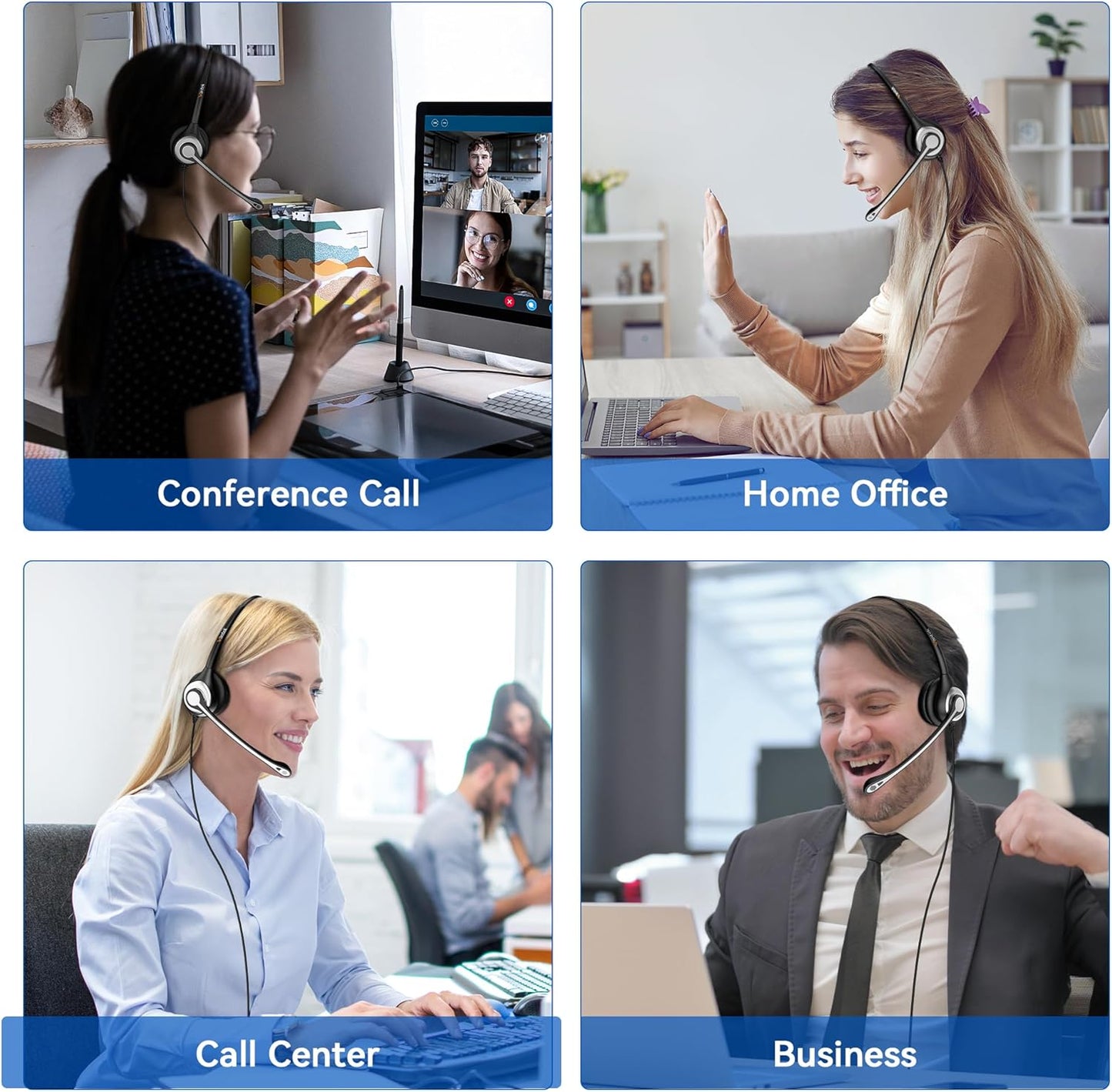Phone Headset RJ9 with Microphone Noise Cancelling & Volume Controls, Office Telephone Headset Compatible with Polycom Plantronics Avaya ShoreTel Toshiba Digium Nortel Landline Phones, Clear Calls