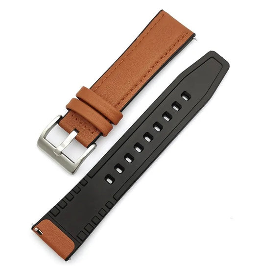 Sweatproof Genuine Leather Rubber Hybrid 22mm Quick Release Band With Soft TPU Case Silicone Watch Band Strap Belt A One