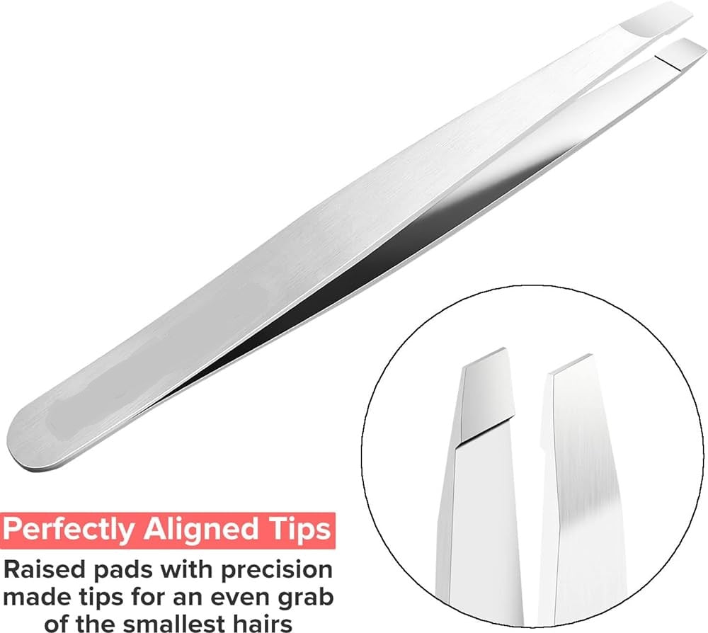 Slant Tweezer Handmade Professional Eyebrow Facial & Hair Remover No gaps superior quality 1 pack (slant) Silver