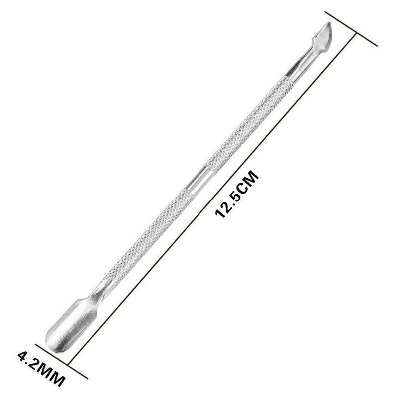 1PC Double Head Stainless Steel Nail Cuticle Pusher Spoon Remover Trimmer Dead Skin Manicure Pedicure Cleaner Nail Tool