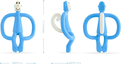 Matchstick Monkey, Original Teether & Gel Applicator, Silicone, Easy To Grip, BPA Free, 3 Months Old+, 10.5 cm, Light Blue and pink  Monkey