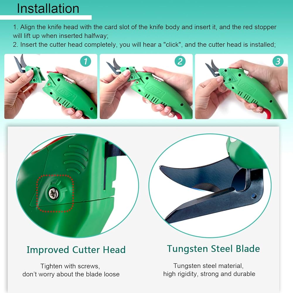 WBT-2 Cordless Electric Scissors for Cutting Fabric/Carpet/Sponge/Paperboard Fiberglass Scissor w/ 2 Blades 5000mAh Large Battery Low Noise