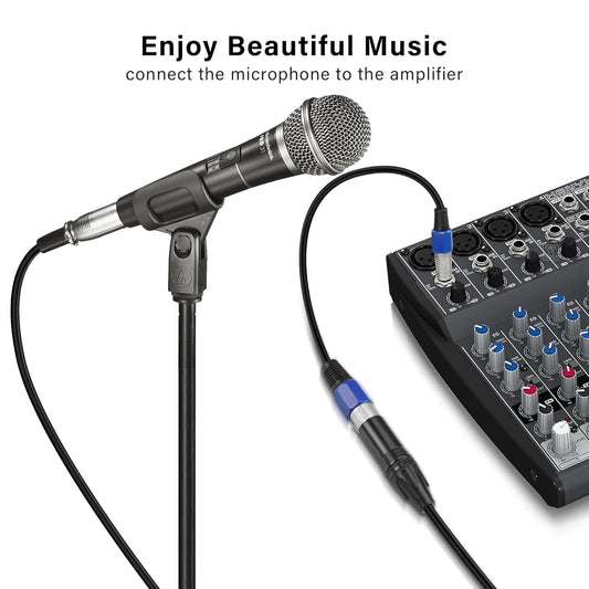 1/4" to XLR Cable,XLR 3 Pin Female to 6.35mm TRS Male Balanced Microphone Cable for Microphone, Mixer, Speaker（0.3M/1FT）