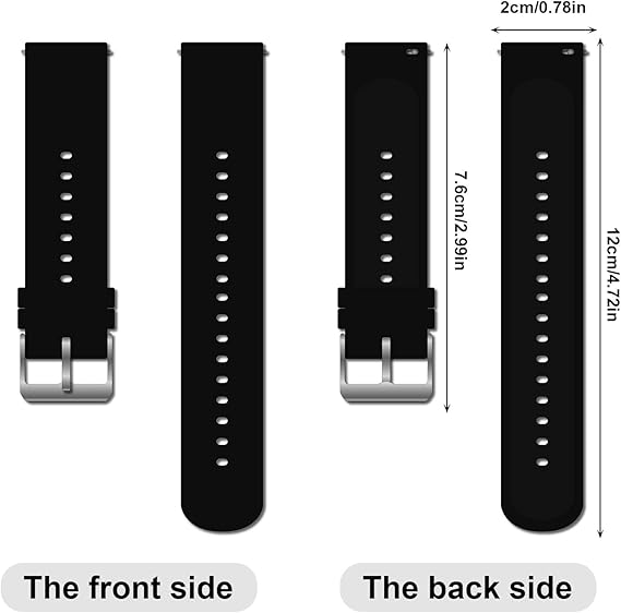 Silicone Watch Straps, Quick Release Sport Watch Replacement Straps, Replacement Watch Strap Set, Black Watch Strap, with Black Stainless Steel Buckle for Men Women 20 mm, A One
