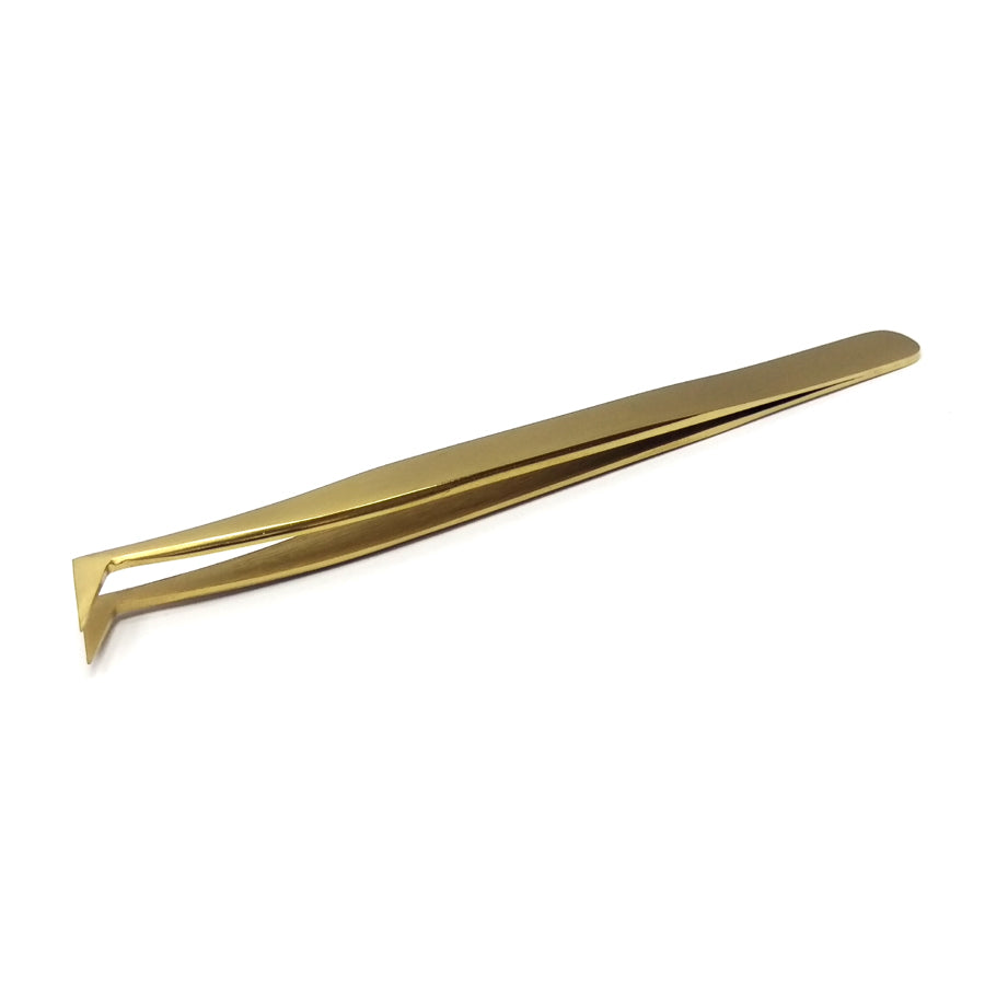 1 Pcs Golden Eyelash Extension Tweezers Stainless Steel 3D Precise Clip Fake Eyelash Tweezers Eyelash Extension Supplies Suit Nail Art Makeup Tools Individual Curved Strip Lashes Eyebrow Hair Clip chemti Fine tip Tongs