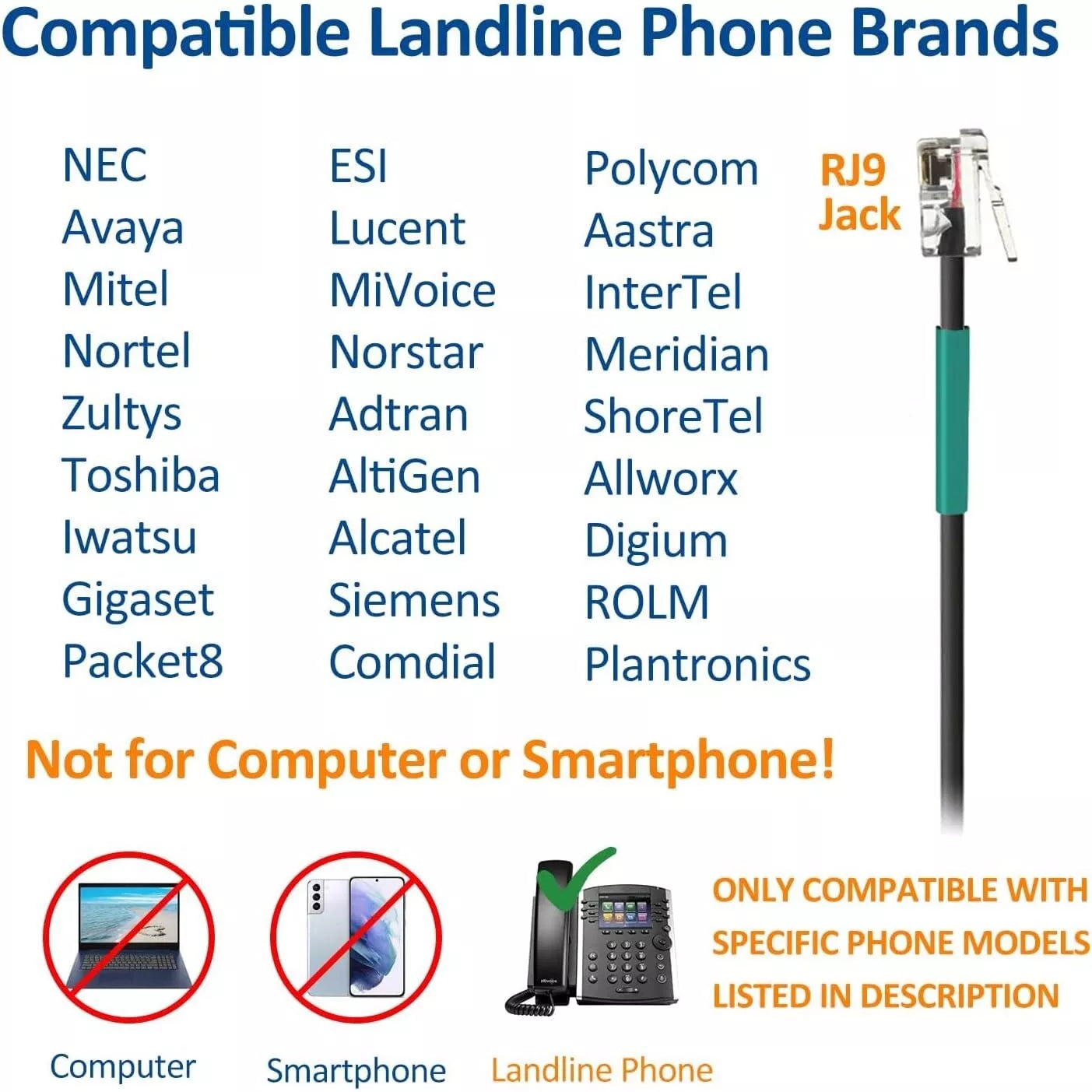 Phone Headset RJ9 with Microphone Noise Cancelling & Volume Controls, Office Telephone Headset Compatible with Polycom Plantronics Avaya ShoreTel Toshiba Digium Nortel Landline Phones, Clear Calls