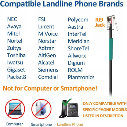 Phone Headset RJ9 with Microphone Noise Cancelling & Volume Controls, Office Telephone Headset Compatible with Polycom Plantronics Avaya ShoreTel Toshiba Digium Nortel Landline Phones, Clear Calls