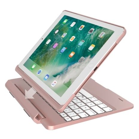 Elegant Rose Gold RGB Bluetooth Keyboard Case for i-Pad Air 2/i-Pad Pro 9.7/9.7-inch i-Pad - New