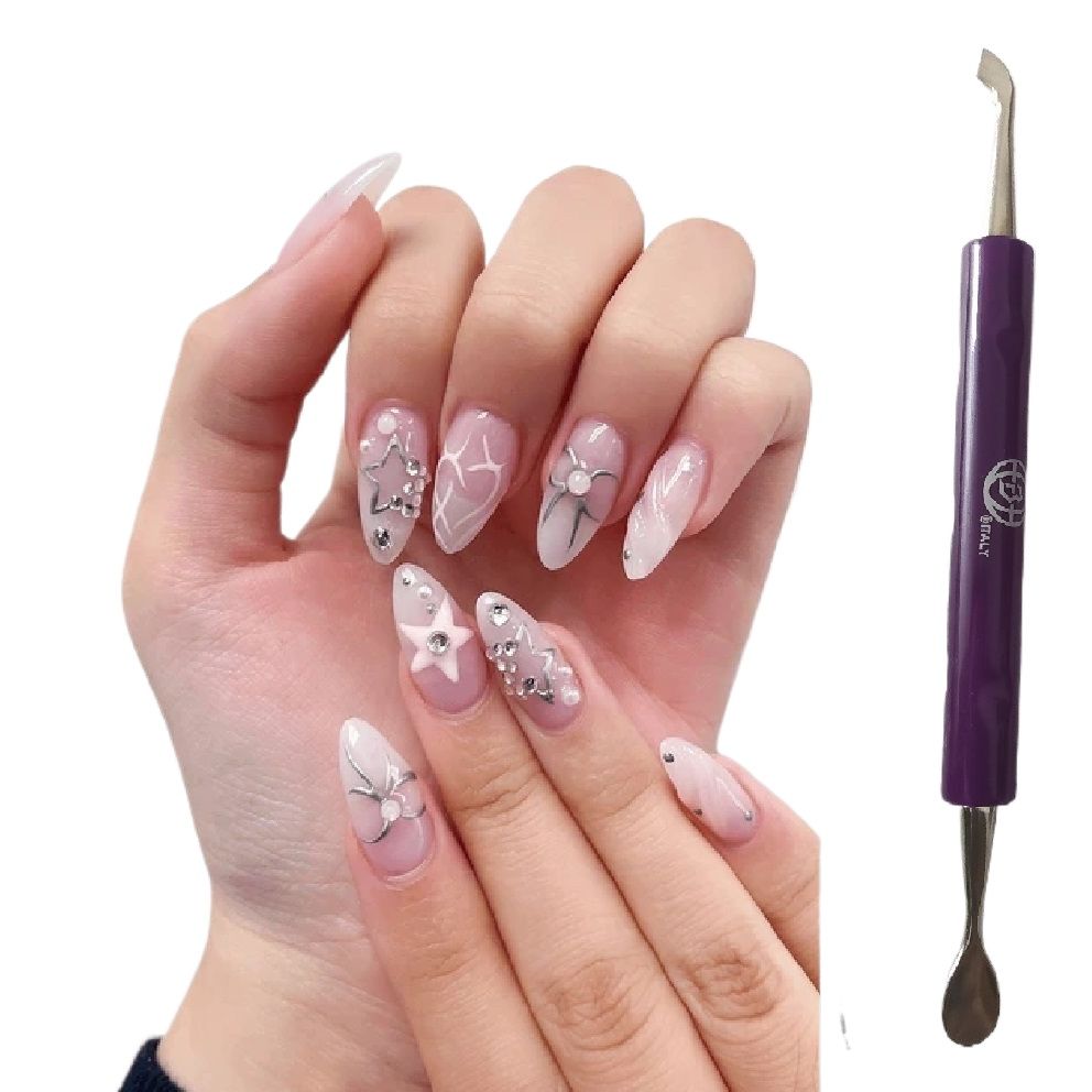 Stainless Steel Ingrown Finger & Toenail Cleaning and Cutting Tool – Dual-Ended Cuticle Pusher, Spoon Knife Gauge Nail Cleaner, Dead Skin Remover for Gel Polish, Manicure & Pedicure (Professional & Personal Use)