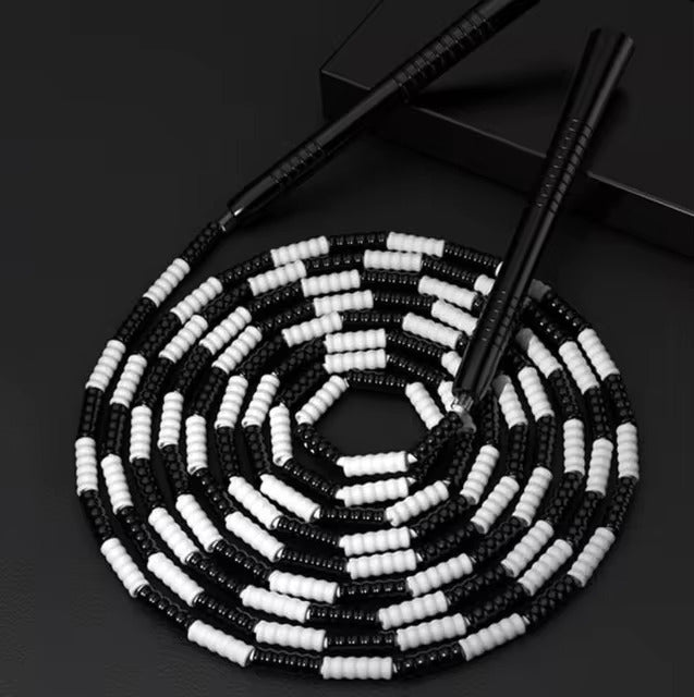 skipping rope, Unisex Bamboo Joint Skip Rope Soft Beaded Adjustable 360° Rotation Segmented Lengths Jumping Ropes Fitness