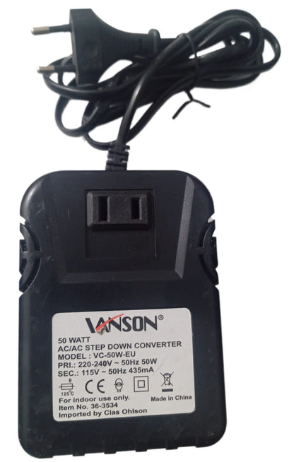 220 V to 110 V Converter Vanson VC-50W-EU — 50W AC → AC Step-Down Converter (220V → 115V)