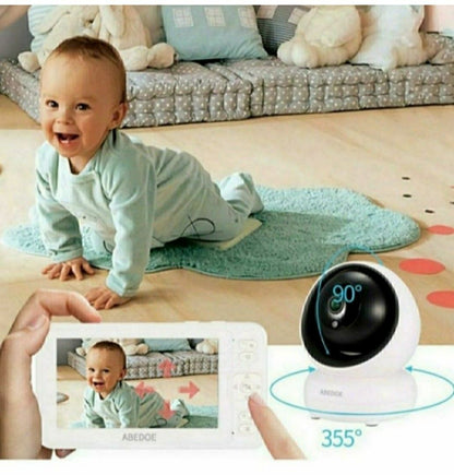 ABEDOE Video Baby Monitor 1080P 5" Color LCD with Camera, 2 Way Audio, Temperature Sensor, Lullaby