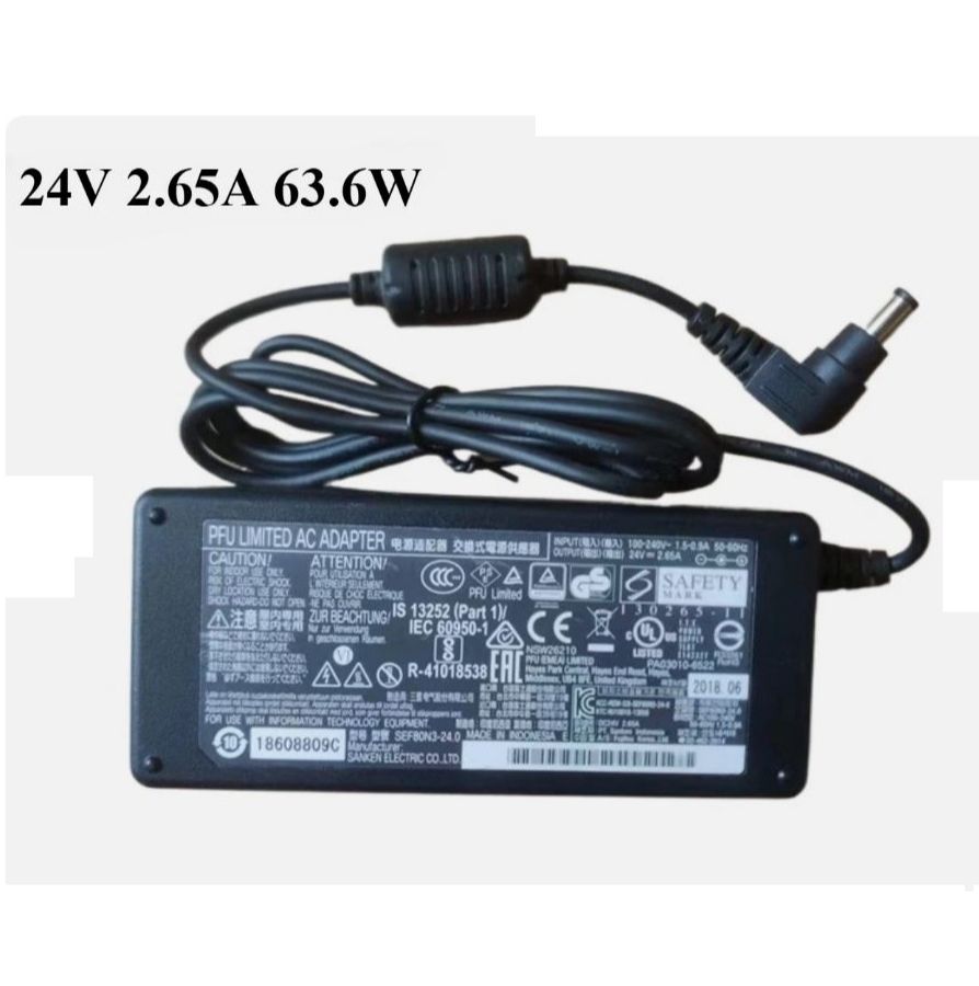 24V DC 2.65A Power Supply Adapter 65W – 100-240V AC Multi-Purpose Charger with 5.5mm x 2.1mm Barrel Pin for LED Lighting, Sound Bar, Scanner, Industrial Devices & Water Filter Plants