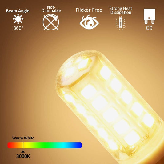 1 Pcs G9 LED Bulb Warm White 2700 K, 5 W LED Bulbs Ceramic Base for 30 W 40 W 50 W Halogen Bulb, G9 LED Bulb Not Dimmable, No Flicker, 360° Beam Angle, AC 220-240 V,