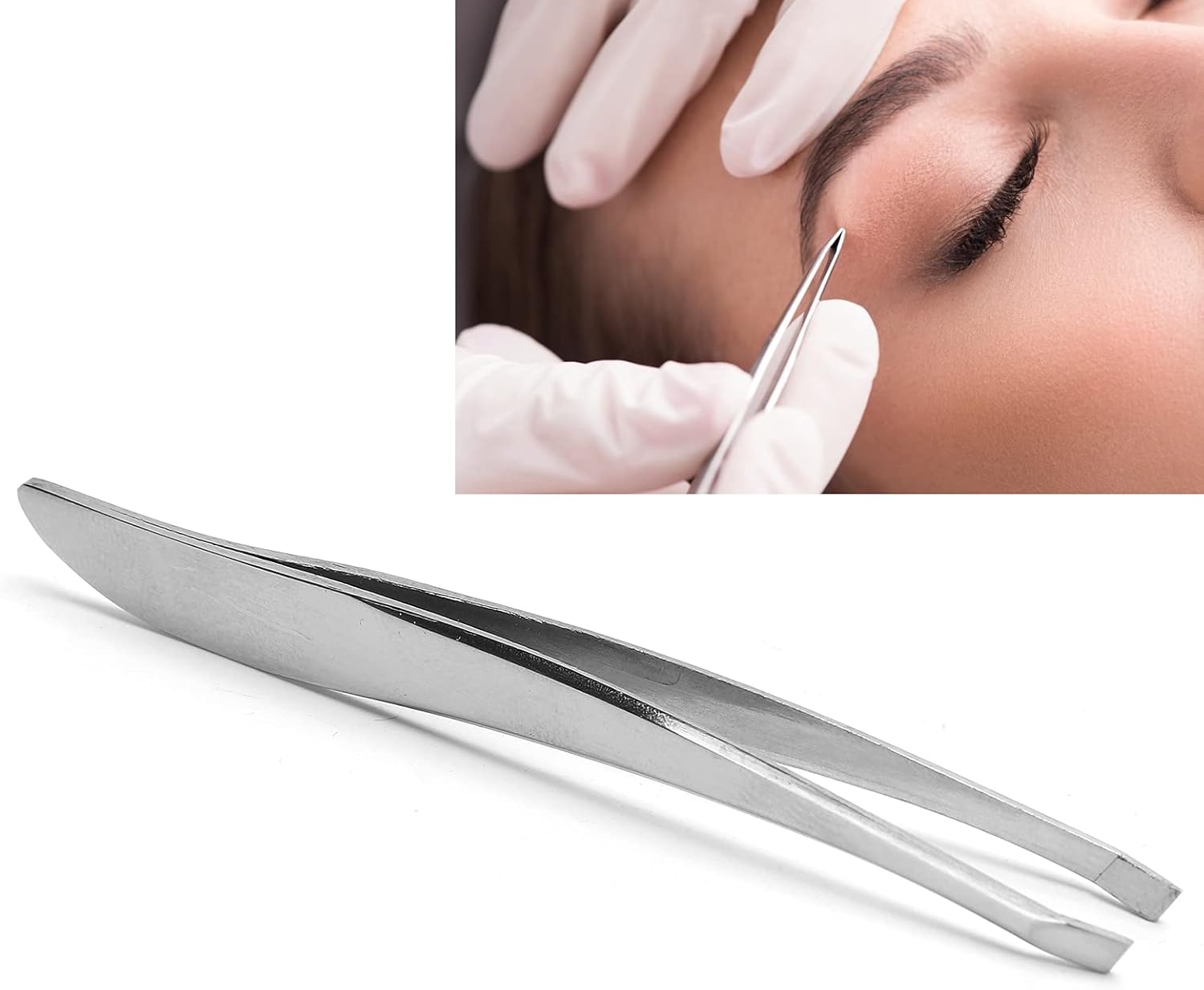 Premium Slant Tip Eyebrow Tweezers – German Stainless Steel Hair Plucking Tool | Precision Facial Hair Remover for Women & Men | Professional Quality